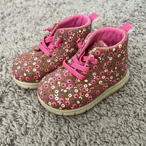 Carters Brown & Pink Floral Booties